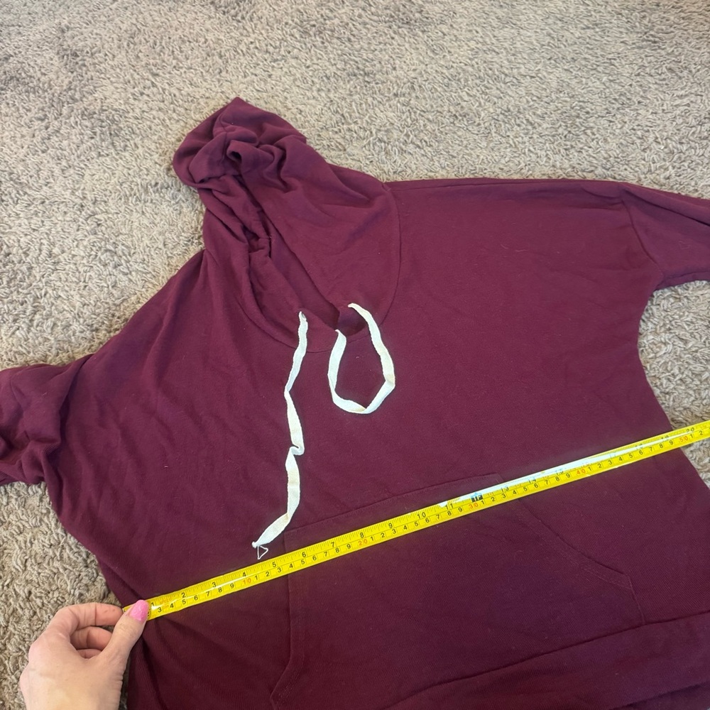 Darah Dahl Burgundy Cropped Oversized Hoodie Sweatshirt Lightweight M - Picture 7 of 7